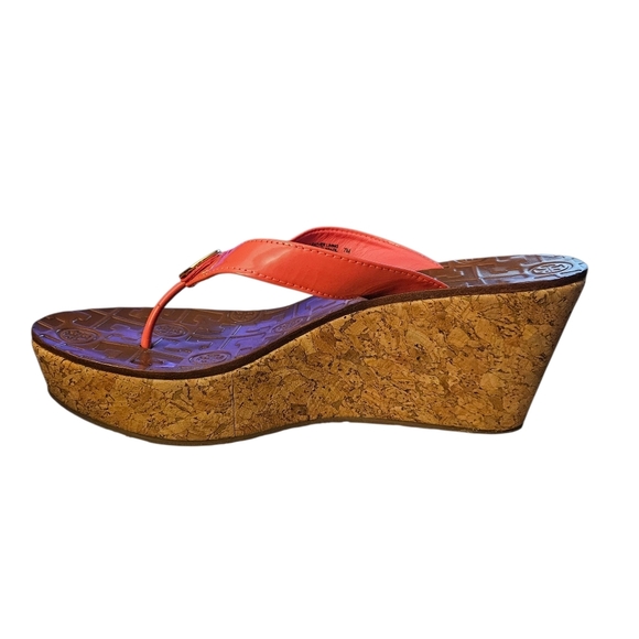 Tory Burch Pink Platform Cork Wedge Flip Flops Sandals Size 7 Women's - Picture 11 of 15